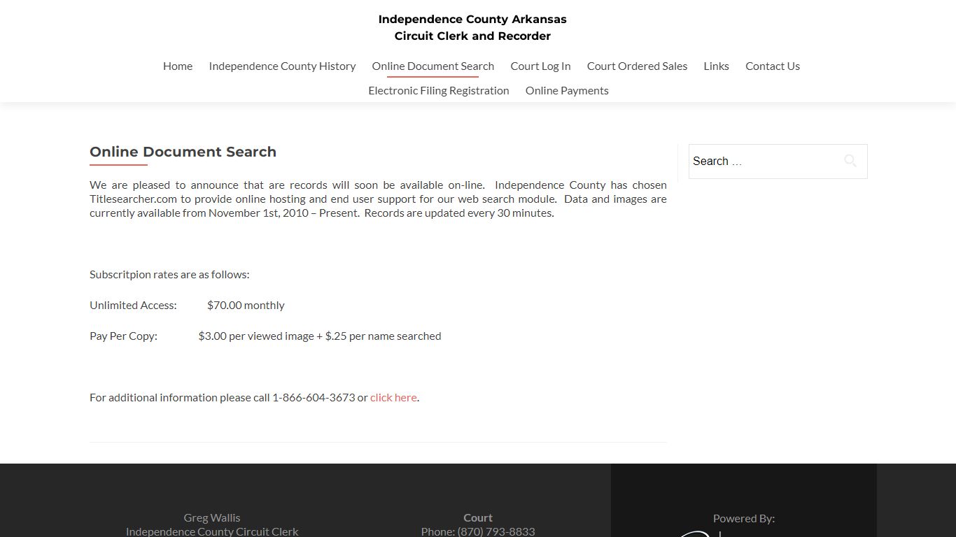 Online Document Search – Independence County Arkansas